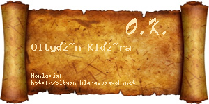 Oltyán Klára névjegykártya